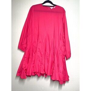 Rhode Resort Ella Mini Dress S Magenta Pink 100% Cotton India 3/4 Sleeves